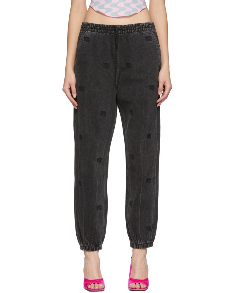 Alexander Wang Damen Black Logo Jogger Jeans