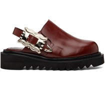 Burgundy Pin-Buckle Loafers