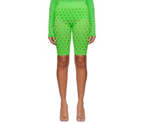 Green Perforated Shorts