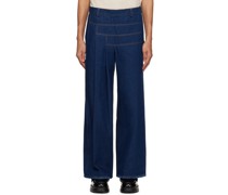 Blue Pleated Jeans