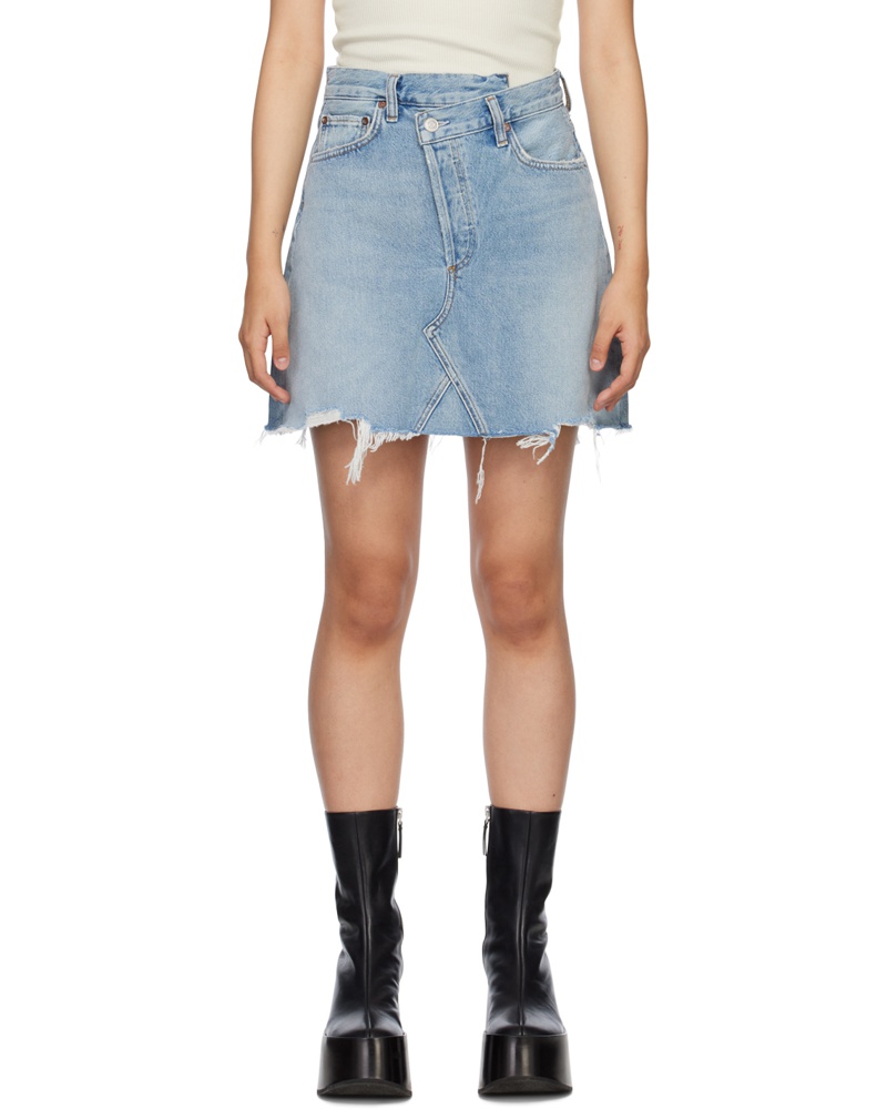 AGOLDE Damen Blue Criss Cross Denim Miniskirt