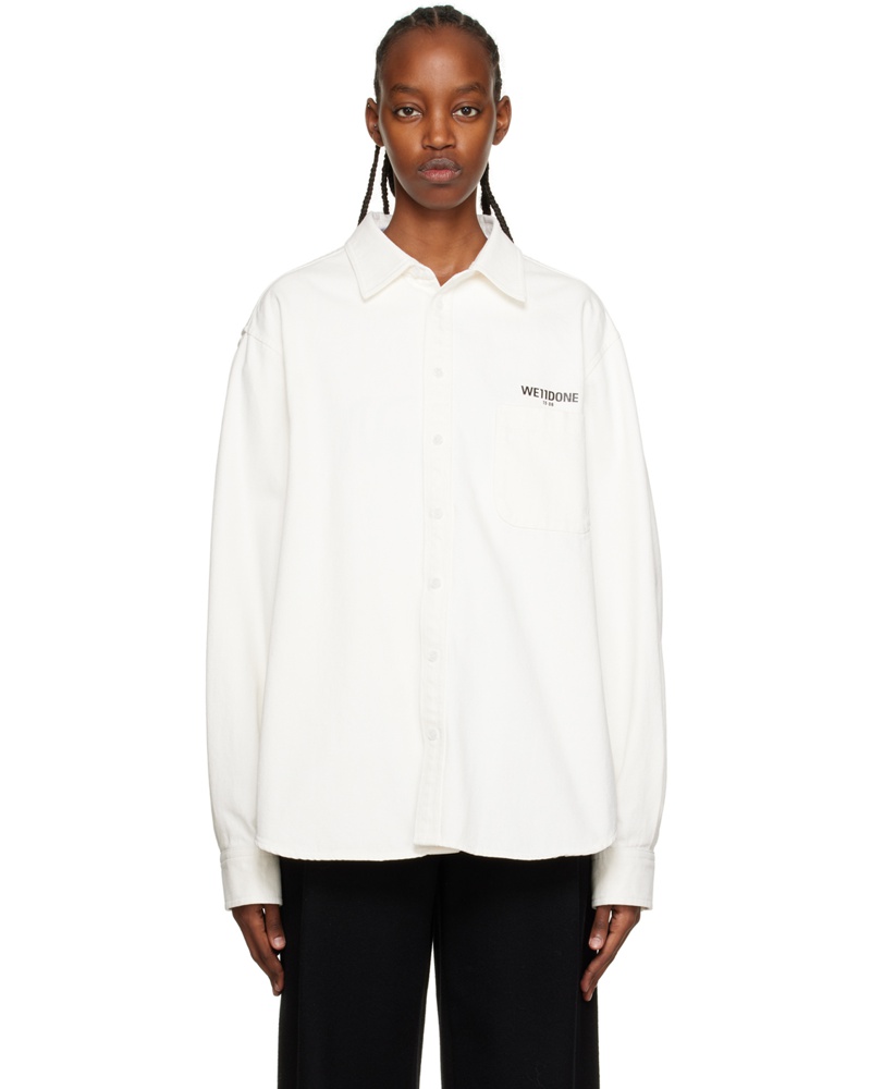 WE 11 DONE Damen White One Pocket Shirt