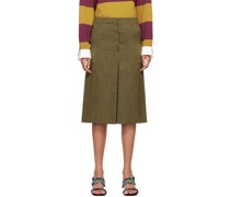 Brown Pleated Midi Skirt
