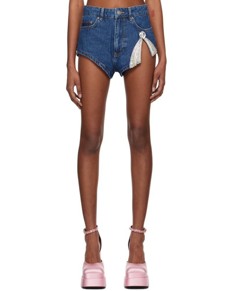 Area Damen Blue Deco Bow Denim Shorts