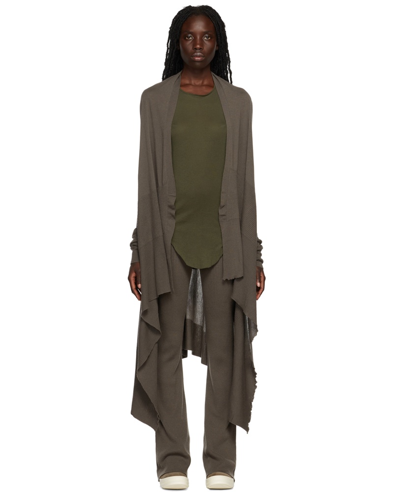 Rick Owens Damen Taupe Long Wrap Cardigan