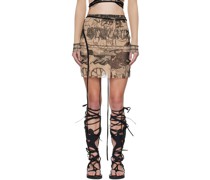 Beige Printed Miniskirt