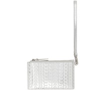 Silver 'The Leather Top Zip Wristlet' Wallet