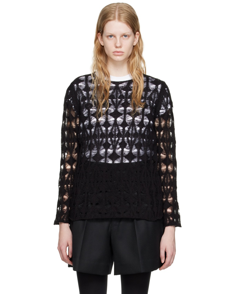 Comme des Garçons Damen Black Semi-Sheer Sweater