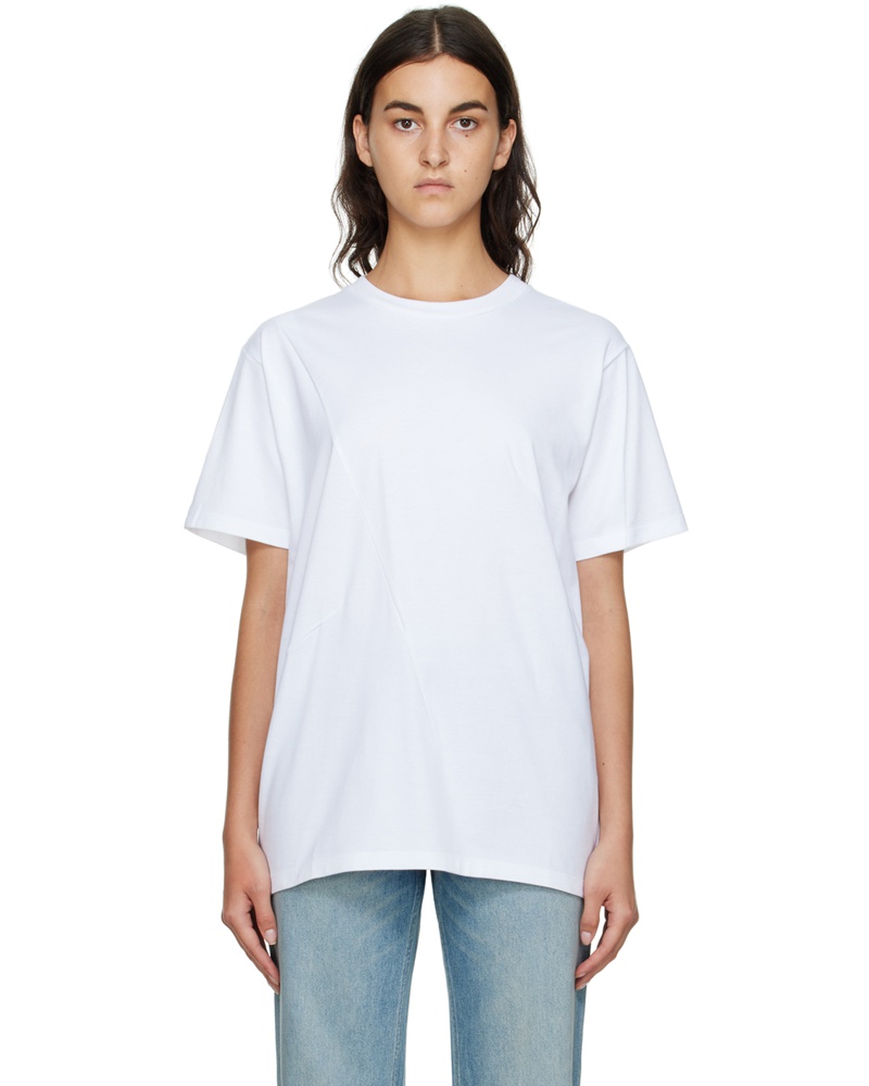 GAUCHERE Damen White Pleated T-Shirt