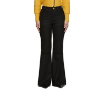 Black Bianca Contrast Flare Trousers