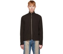 Brown Shrunken Zip-Up Sweater