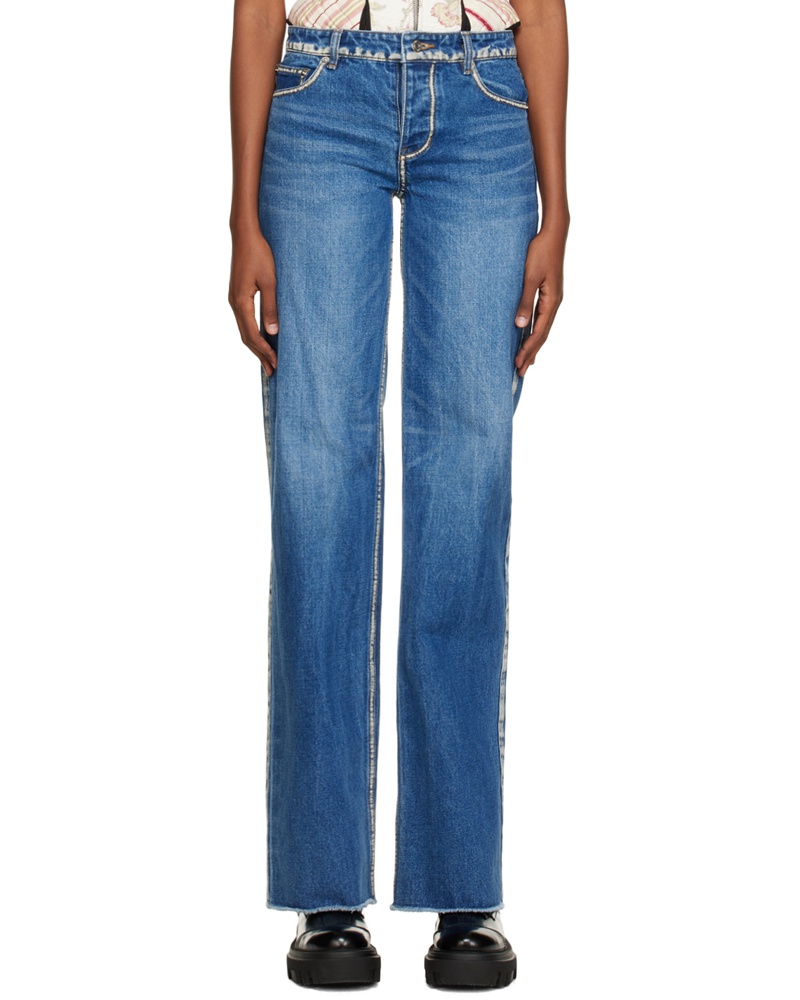 WE 11 DONE Damen Blue Worn Jeans