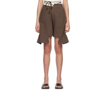 Brown Asymmetric Shorts