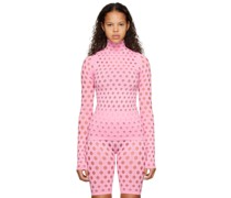 Pink Perforated Turtleneck