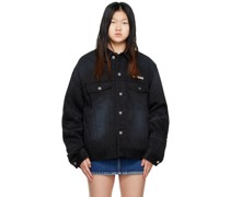 Black Printed Denim Jacket