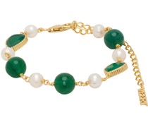 Gold & Green Onyx Freshwater Pearl Bracelet