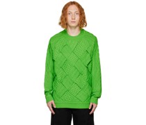 Green Plait Textured Sweater