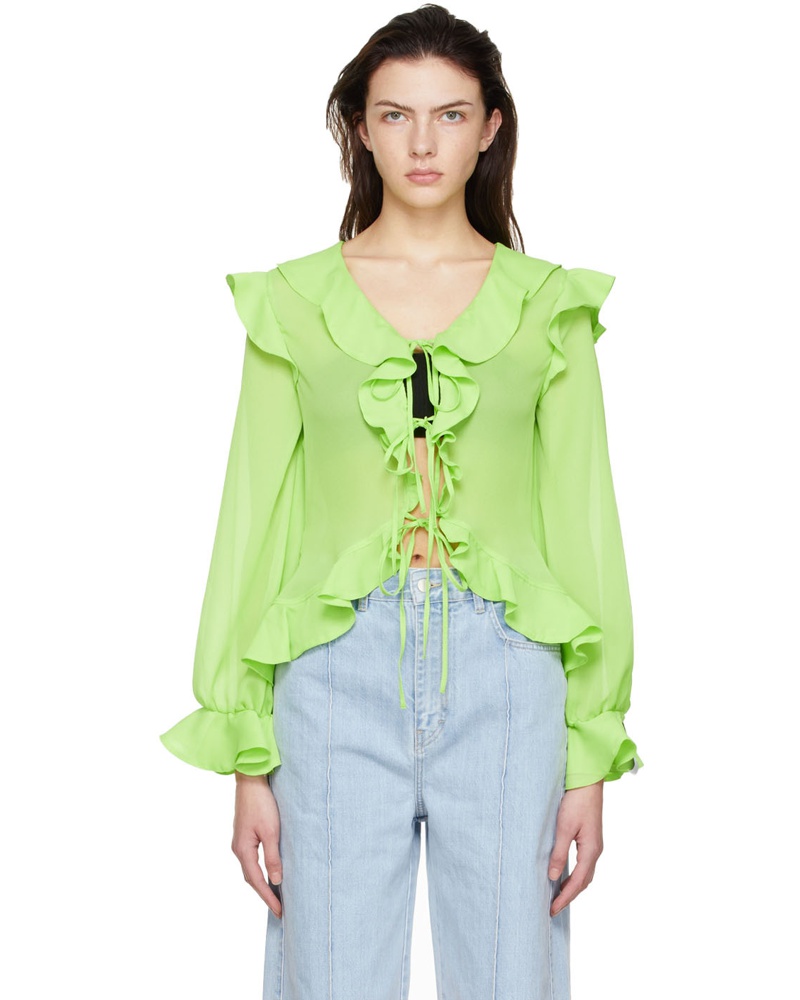 Rokh Damen Green Polyester Blouse