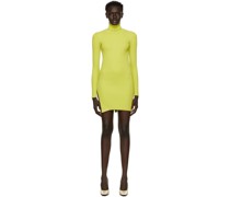 Yellow Turtleneck Slit Dress