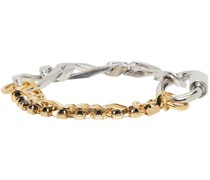 Silver & Gold Crystal Figaro Bracelet