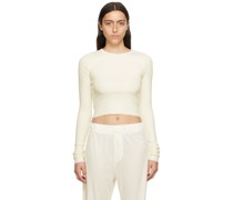 Off-White Cropped Long Sleeve T-Shirt