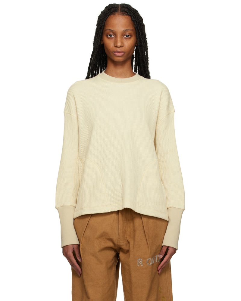 Nicholas Daley Damen Off-White Crewneck Long Sleeve T-Shirt Nicholas Daley Damen Off-White Crewneck Long Sleeve T-Shirt