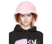Pink Faux-Fur Bucket Hat