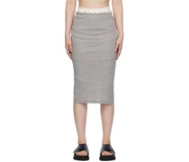 Gray Layered Midi Skirt