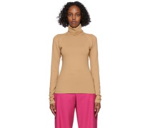 Beige Open Back Turtleneck