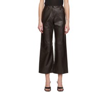 Brown Straight Leather Pants