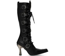 Black New Rock Edition Moto Lace-Up Boots