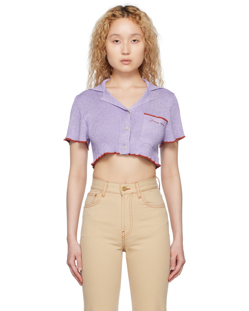 Jacquemus Damen Purple Le Raphia 'Le Haut Brilho' Polo