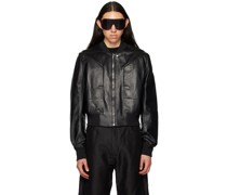 Black Fog Leather Bomber Jacket