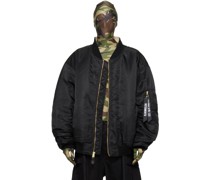 Black Reversible Bomber Jacket