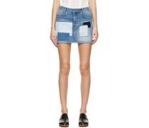 Blue Patchwork Denim Miniskirt
