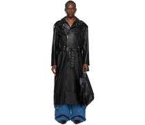 Black Long Perfecto Leather Coat