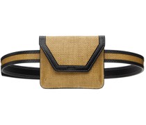 Beige Raffia Belt Pocket Pouch