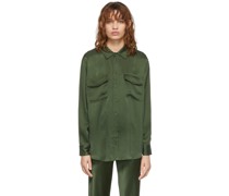 Green Silk Boyfriend Shirt