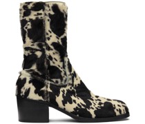 Black & White Cow Print Zip Up Boots