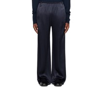 Navy Satin Laze Trousers