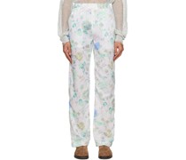 White Printed Trousers