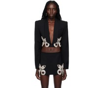 Black Embroidered Butterfly Blazer