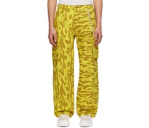 Yellow Printed Cargo Pants