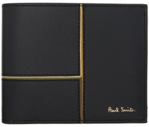 Black Paneled Leather Billfold Wallet