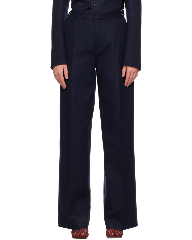 Bottega Veneta Damen Navy Creased Trousers Bottega Veneta Damen Navy Creased Trousers