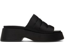 Black Padded Retro Pool Platform Sandals