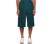 Green Tailored Pleats 2 Shorts