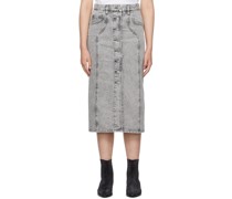 Gray Vandy Denim Midi Skirt