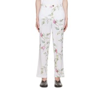 White Floral Trousers