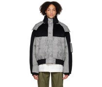 Black & Gray Houndstooth Down Jacket